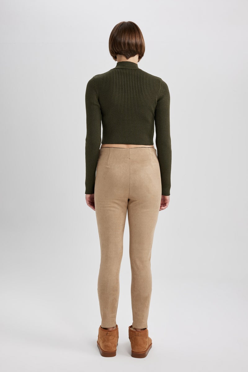 DeFacto Beige Woman High Waist Leggings Casual - Image 5